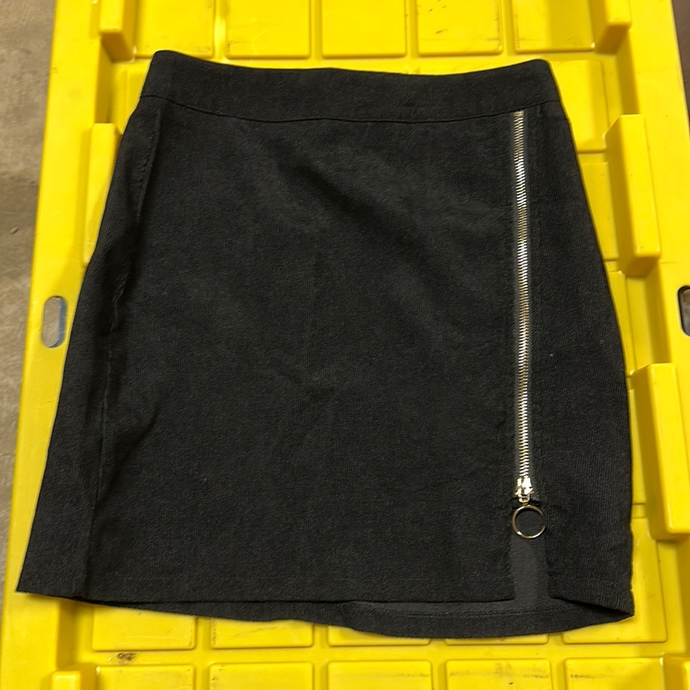 Black mini skirt with front zipper